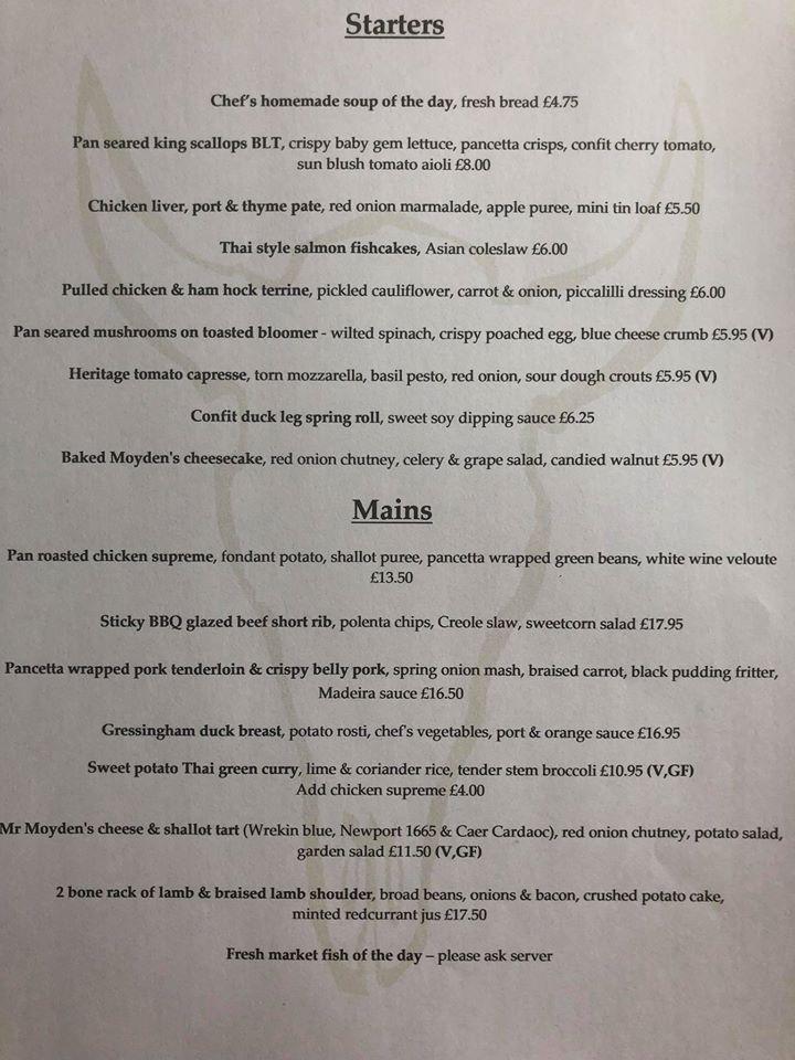 Menu at The Horns of Boningale pub & bar, Albrighton, Holyhead Rd