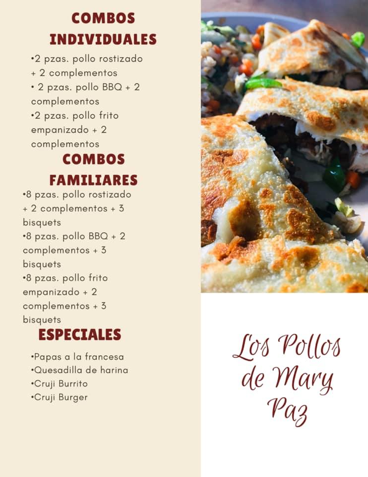 Menu at Pollos Marypaz restaurant, Morelia