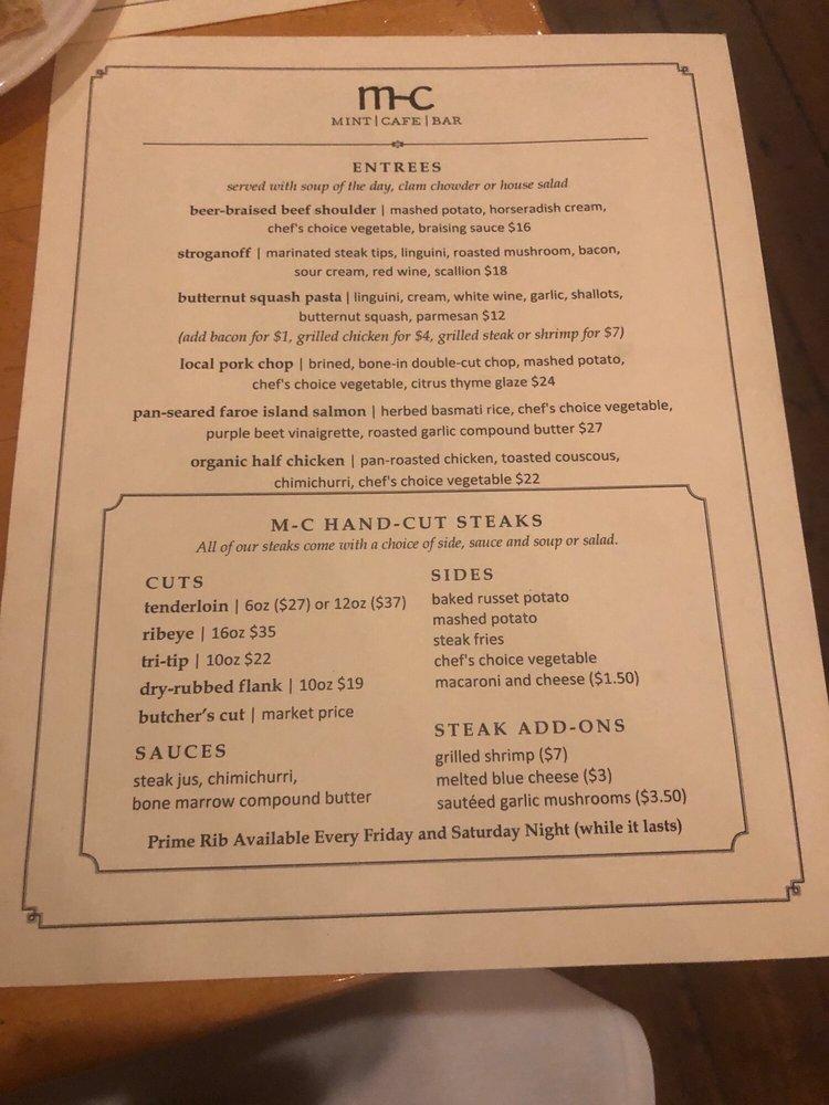 Menu at Mint Cafe and Bar, Belgrade