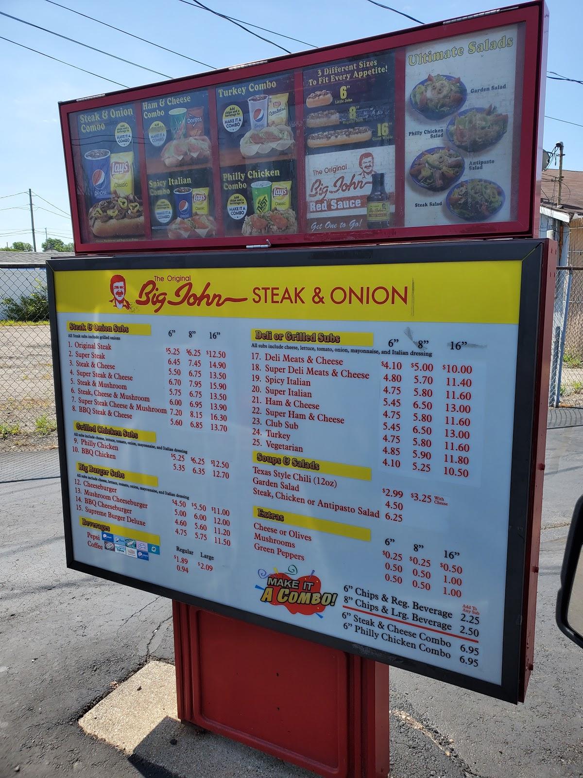 Big john steak store and onion menu