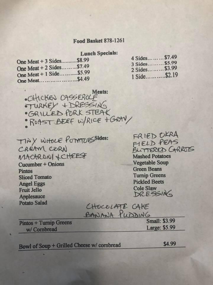 Menu at Food Basket restaurant, Albertville