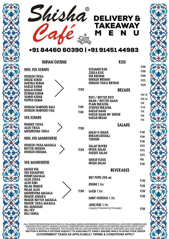 Shisha Café menu