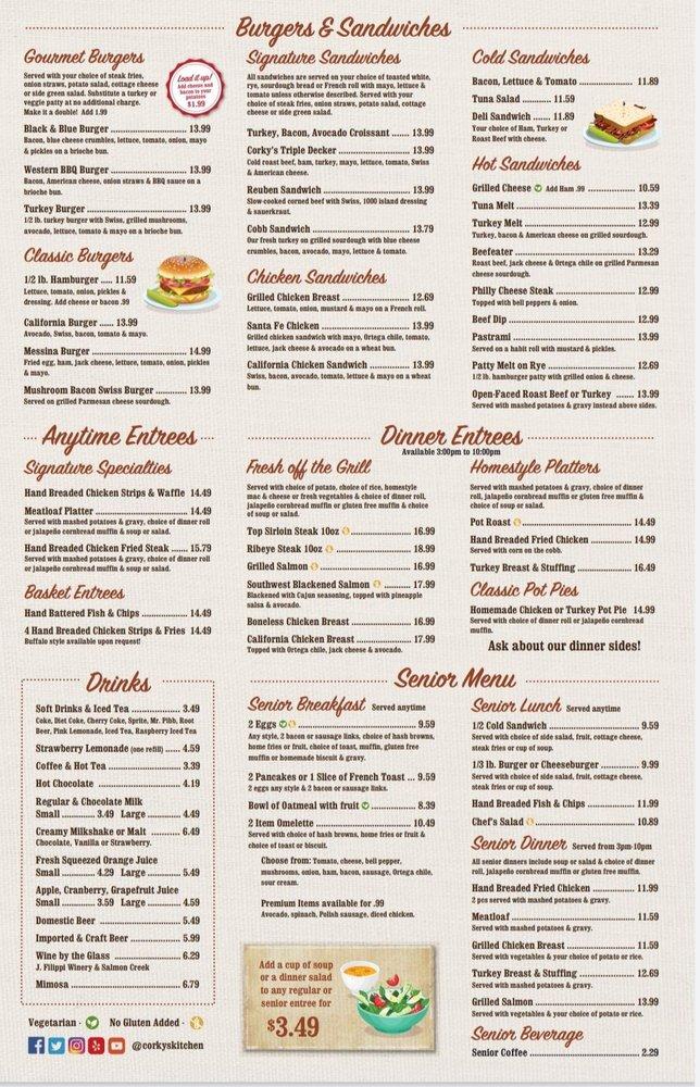 Menu at Corky's Kitchen & Bakery Perris, Perris