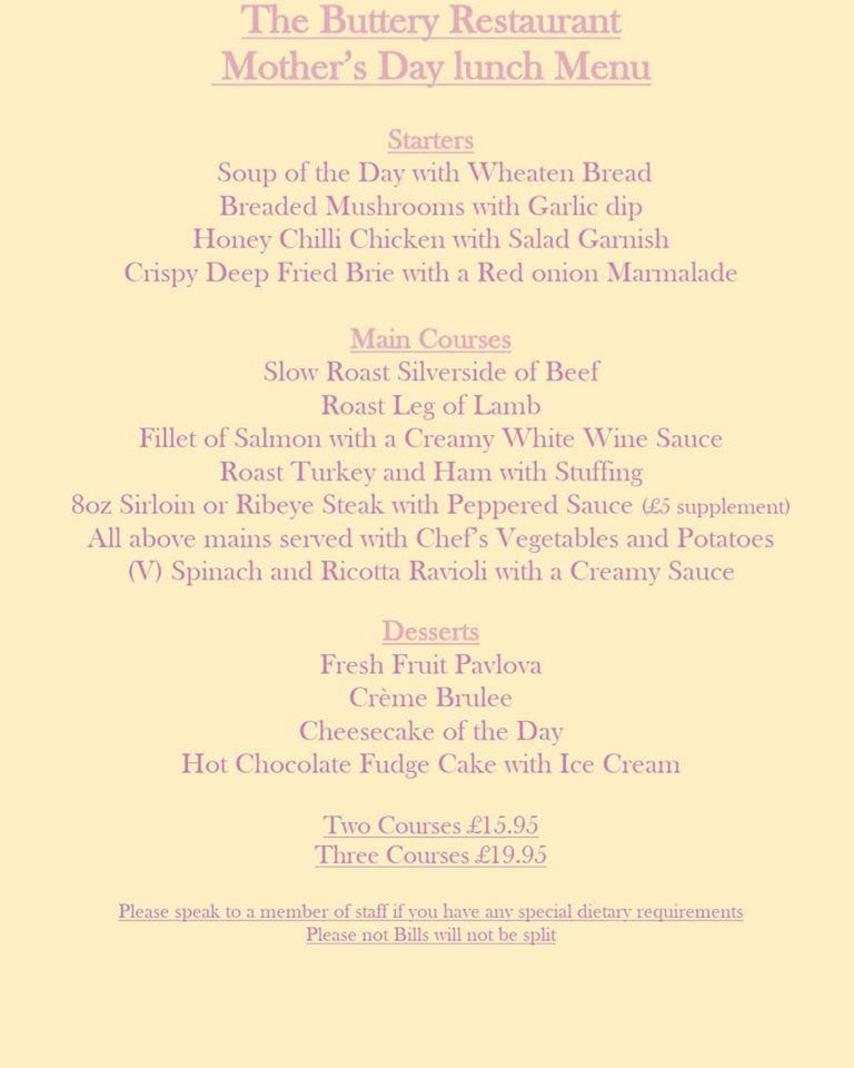 Menu at Buttery Bar, Markethill