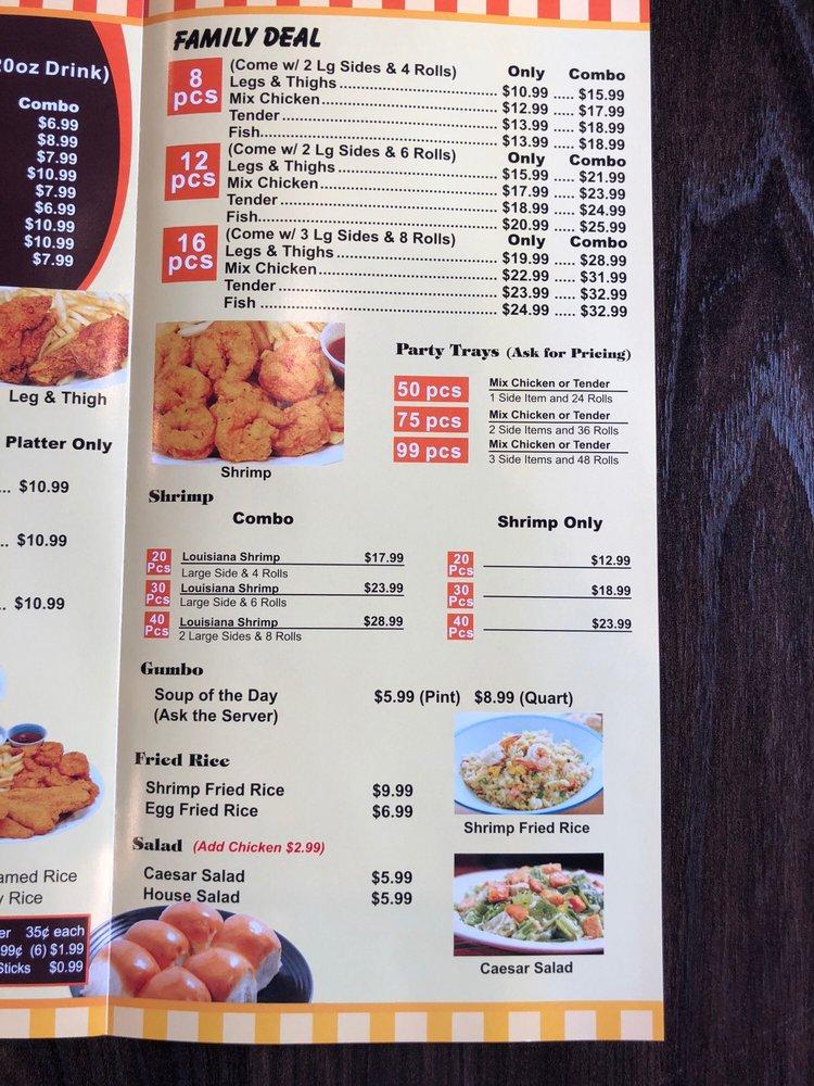 Menu at Louisiana Fried Chicken restaurant, Chandler