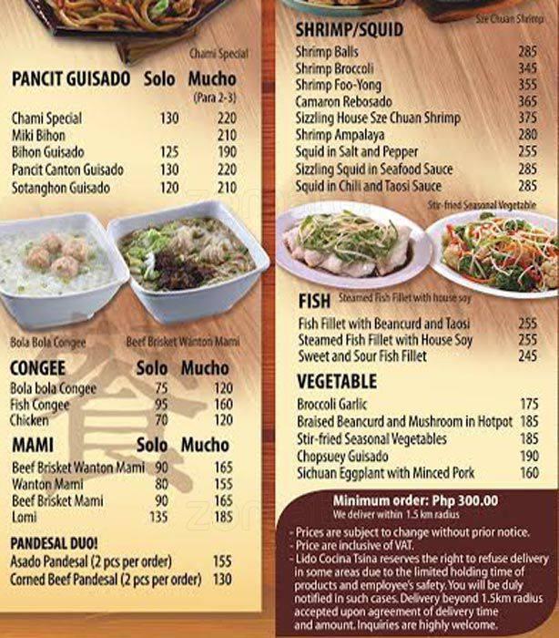 Menu at Panciteria Lido Bacoor restaurant, Bacoor