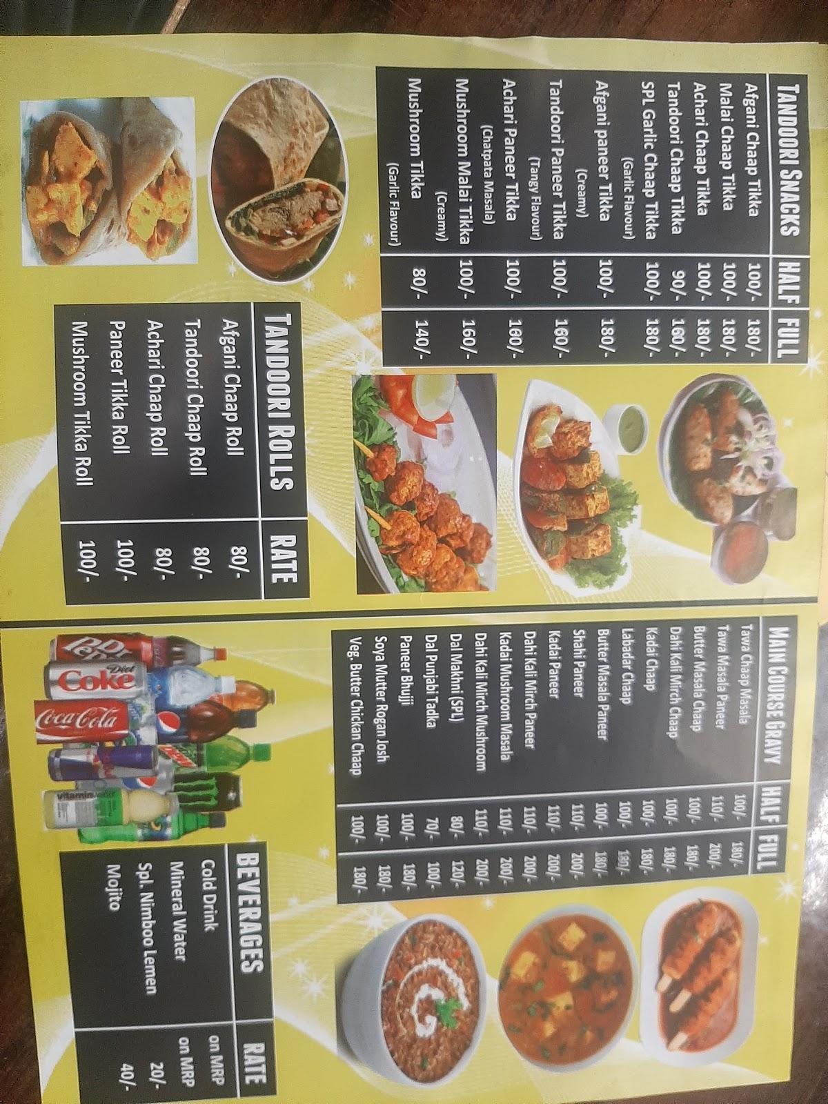 Menu at Tandoori hut, Samalkha