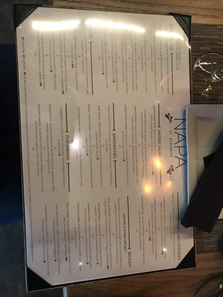 Menu at Napa at Kingsley pub & bar, Fort Mill