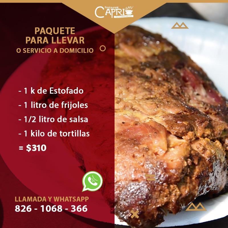 Carta De Restaurante Capri Allende