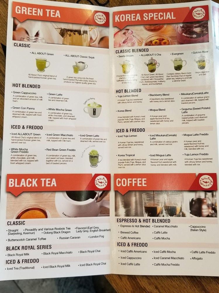 Menu at All About Cha Stylish Tea and Coffee desserts Yukon NW