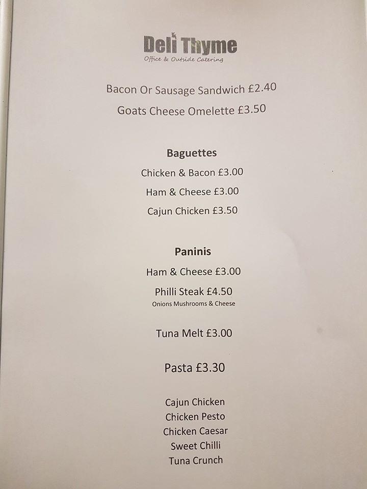 Menu at Winnington Hall Cafe, Northwich