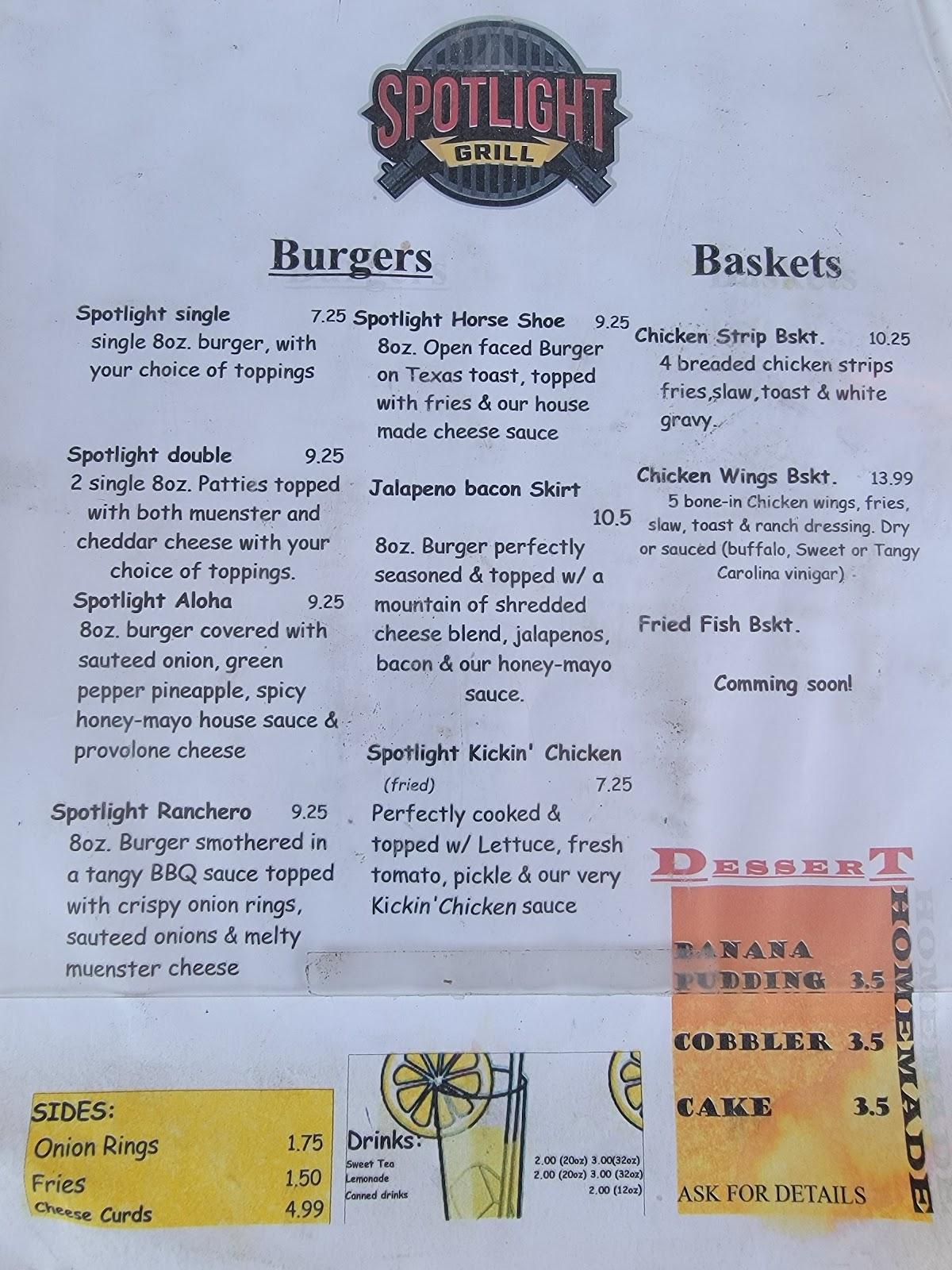 Menu at Spotlight Grill, Lexington