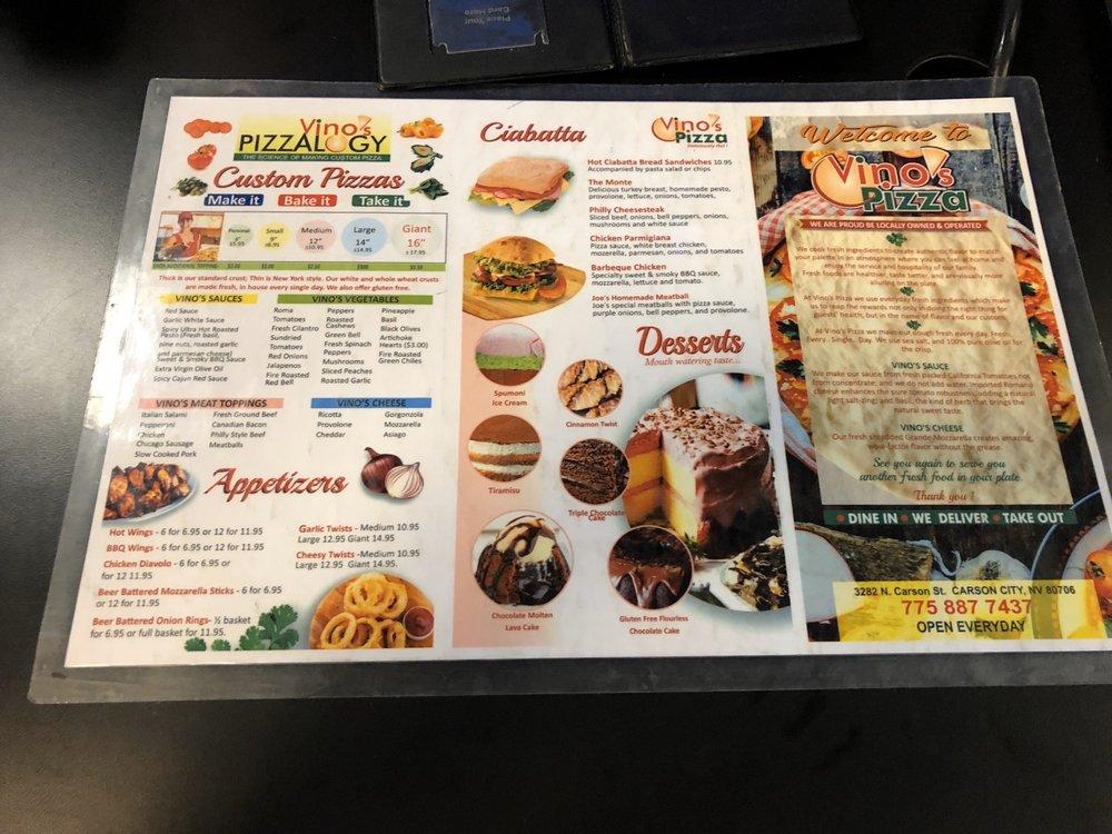 Menu at Vino's Pizza pub & bar, Carson City