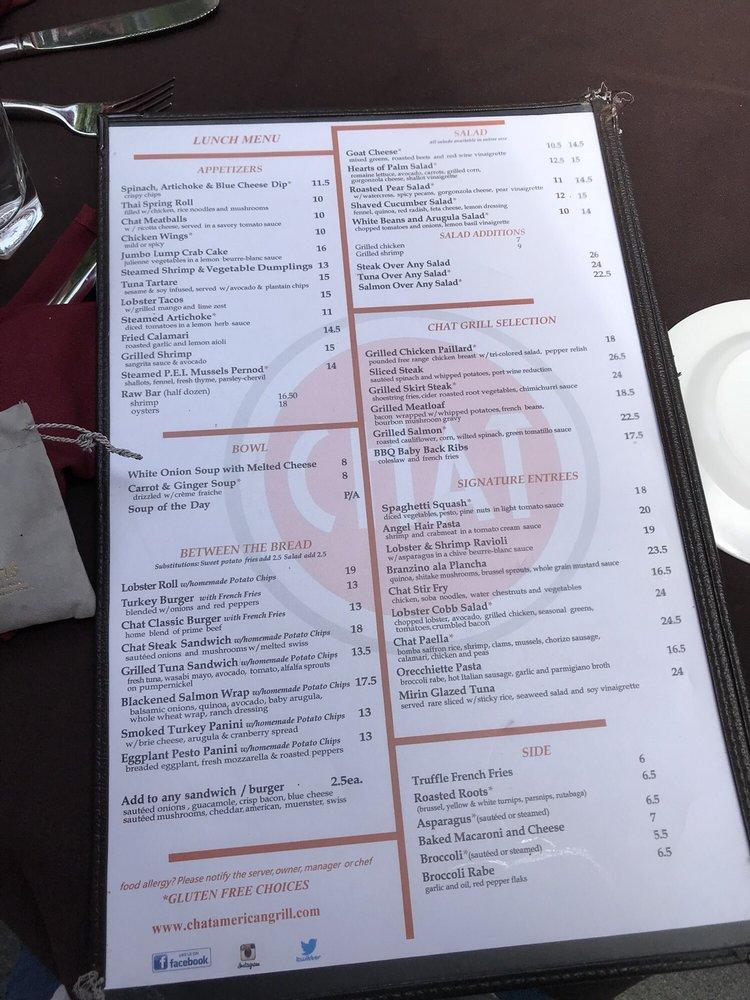 Menu at Chat pub & bar, Scarsdale
