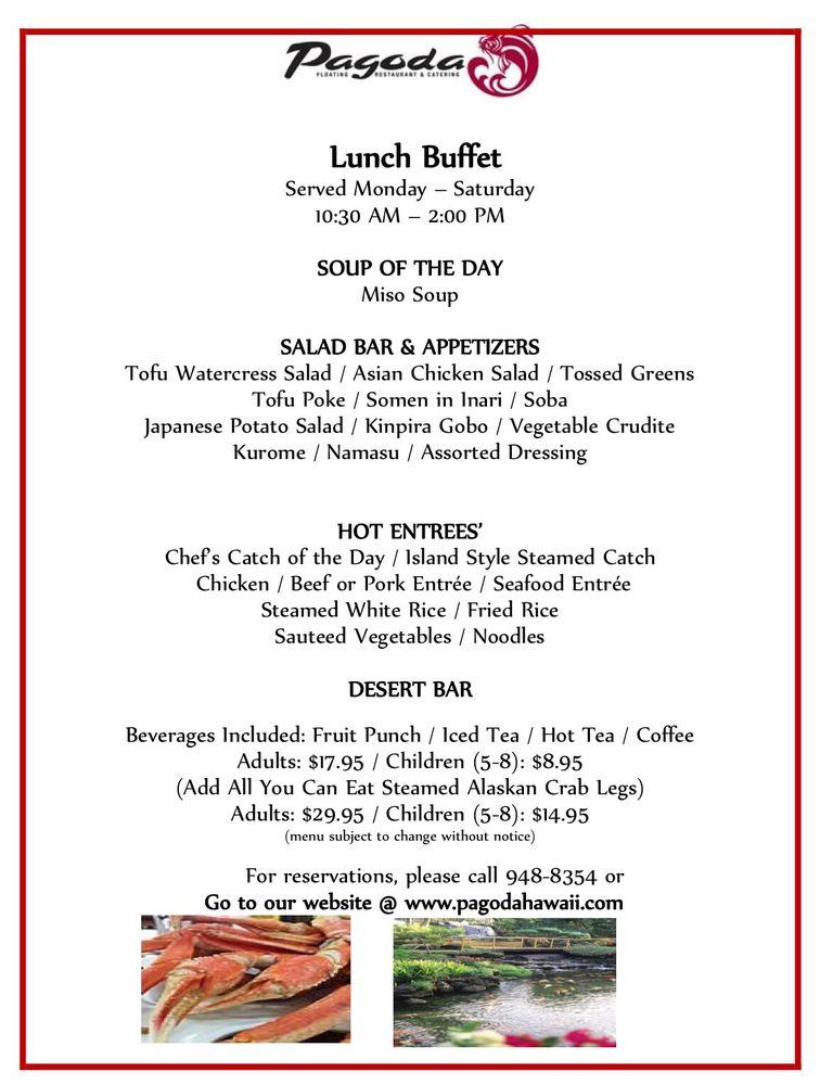 Carta de Pagoda Restaurant & Catering, Honolulu