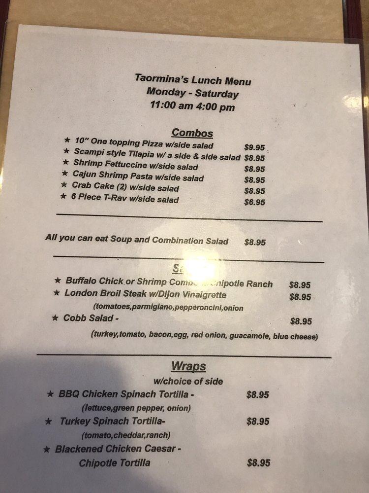 Menu at Taormina's Family Restaurant, Troy