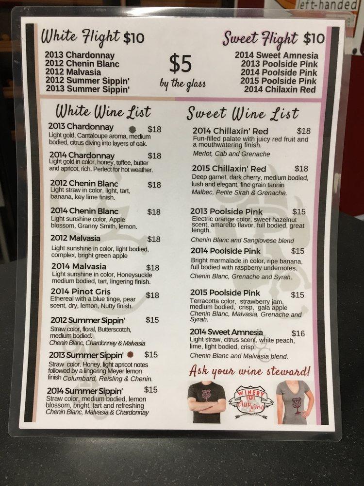 Menu at Winery 101 Cottonwood pub & bar, Cottonwood