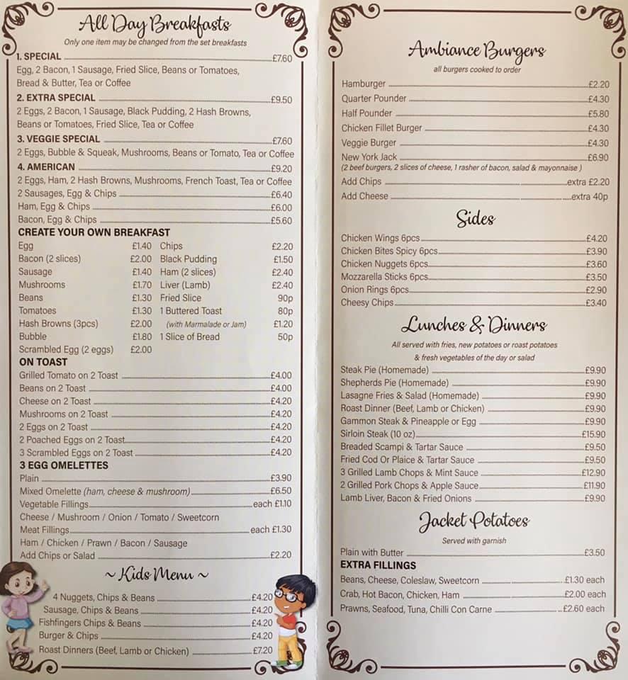 Menu at Ambience Cafe Ltd, Saint Neots