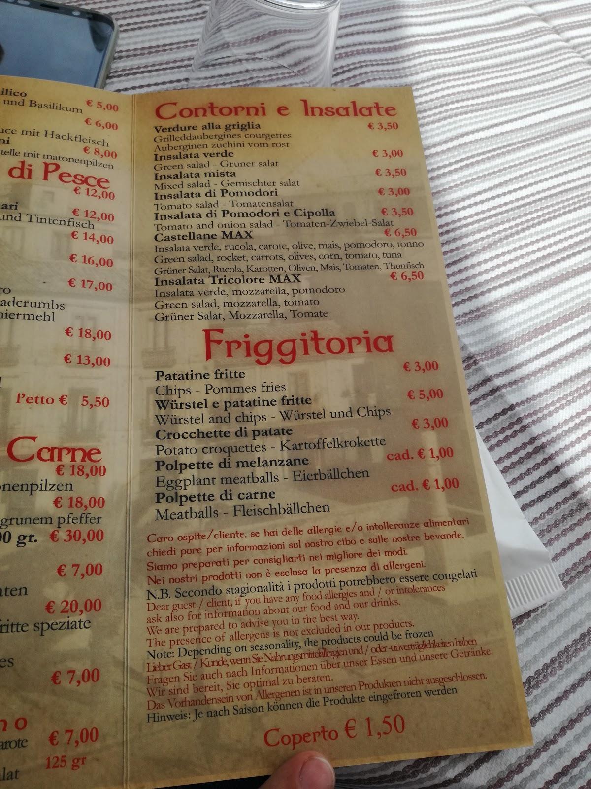 Menu di Le Castellane 