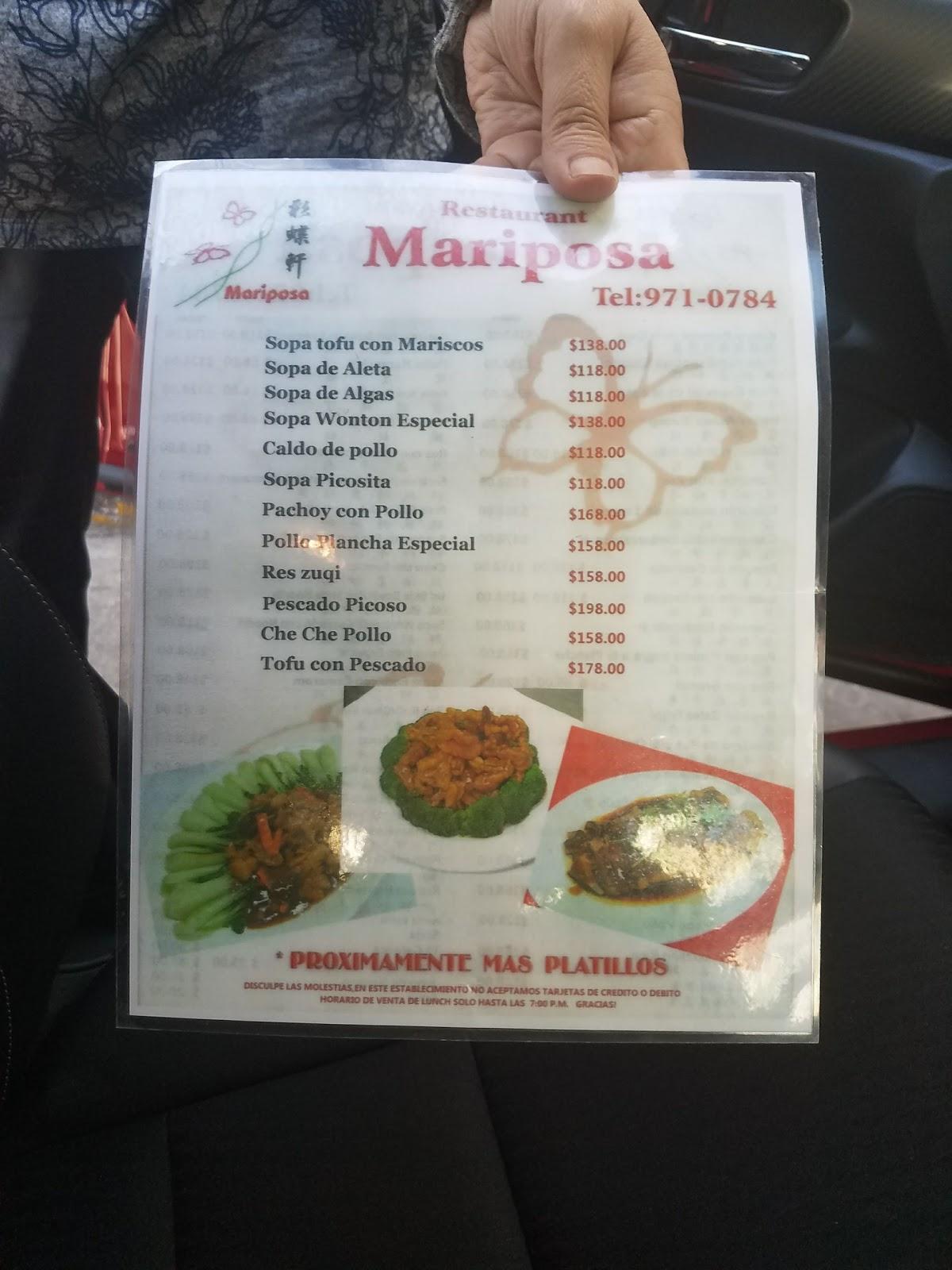 Menu at Restaurant Mariposa, Tijuana