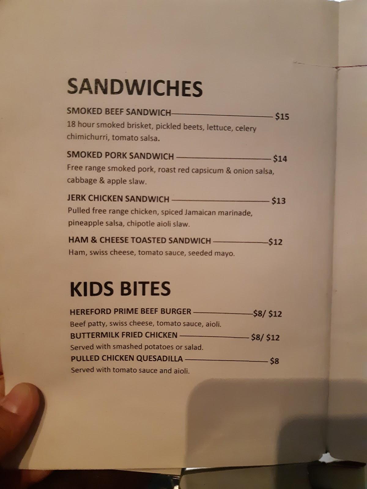 Menu at Slow Cuts restaurant, Arrowtown