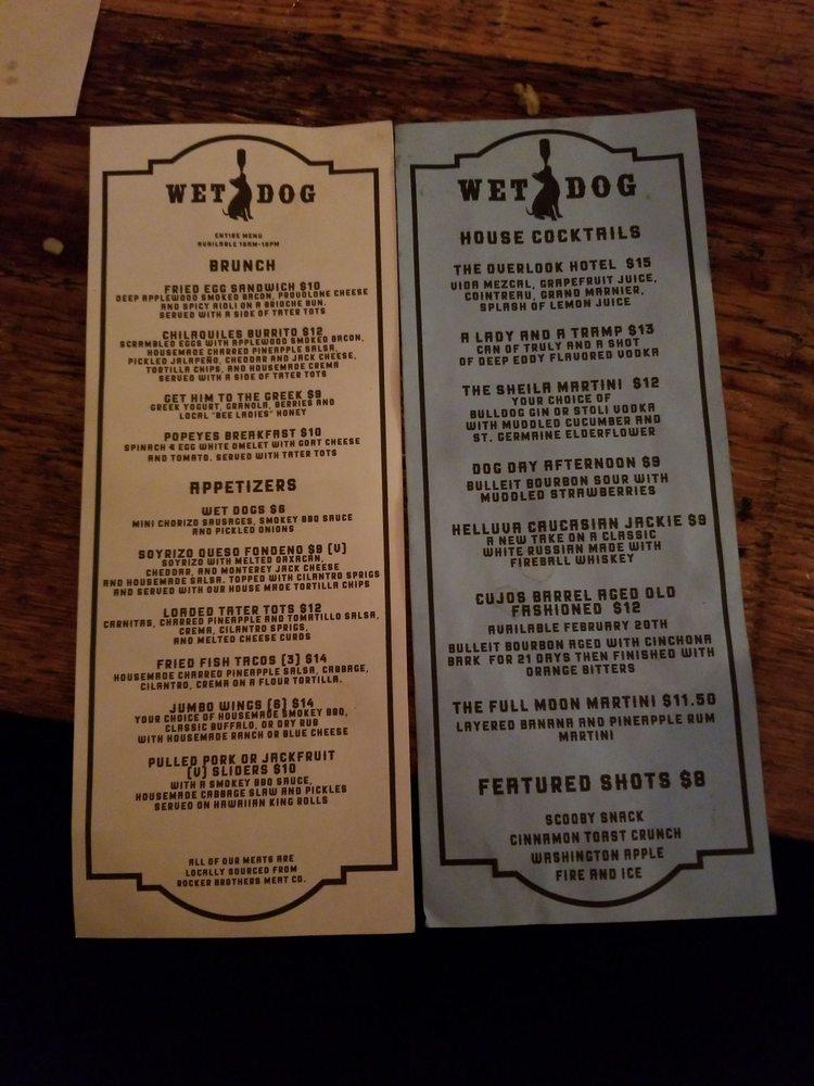Menu at Wet Dog Tavern pub & bar, Huntington Beach