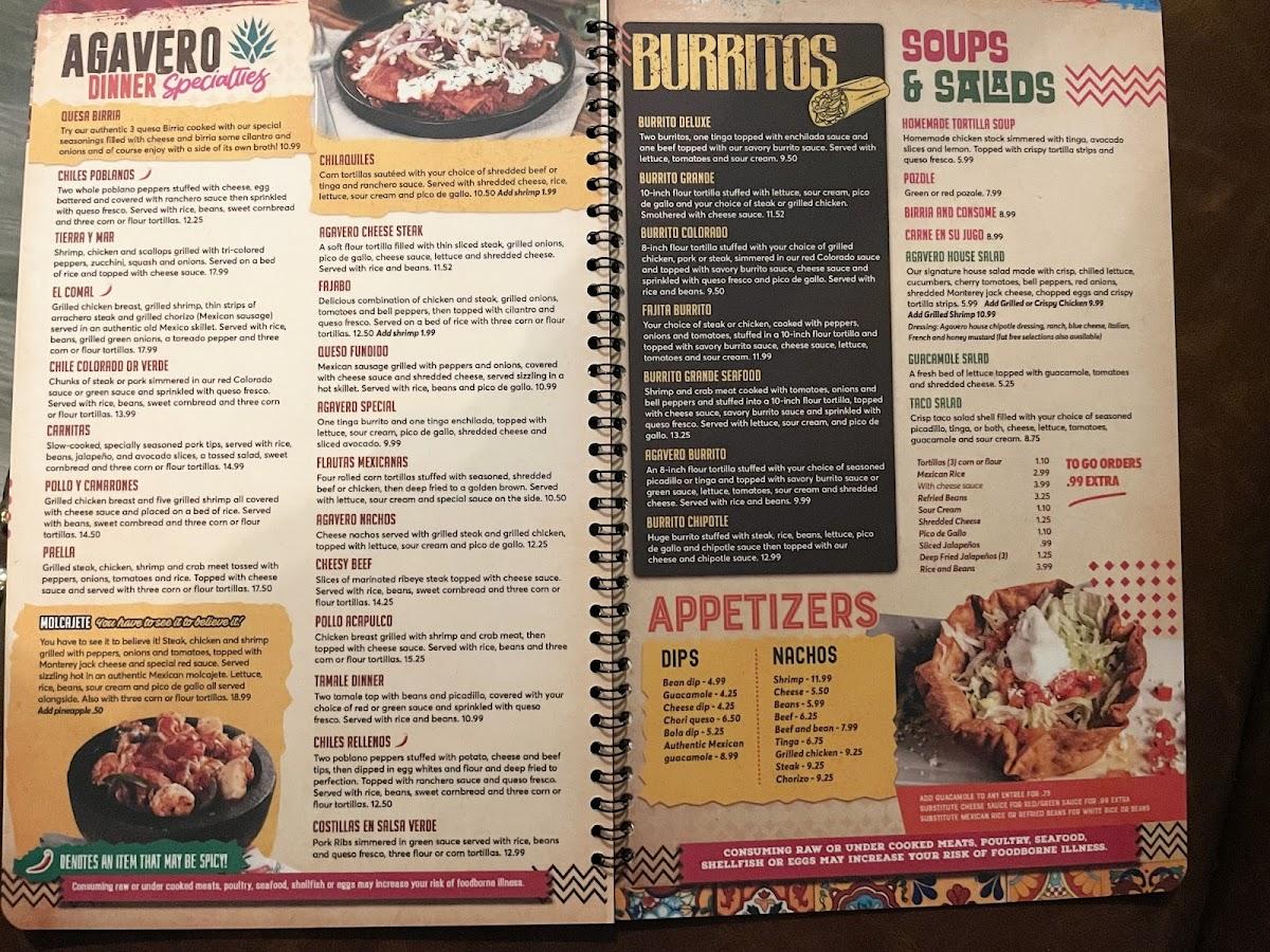Menu at Agavero Grill & Cantina restaurant, Collinsville