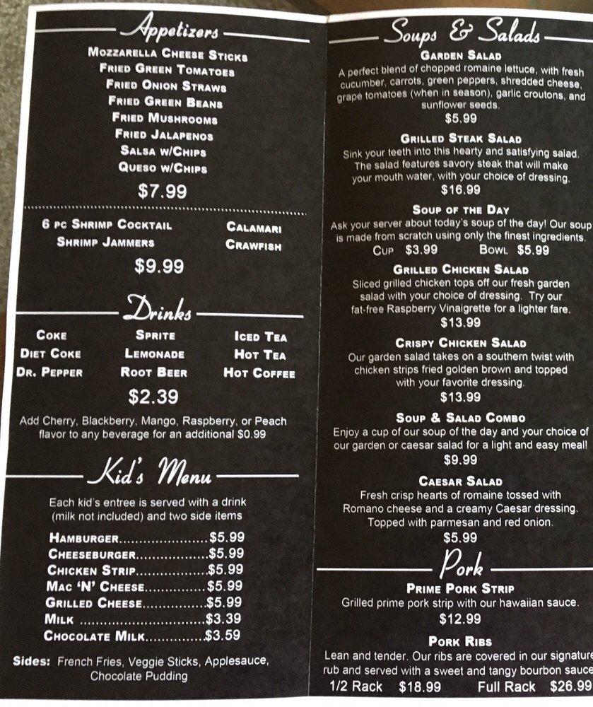 Menu at Bluff Steakhouse, Hardy