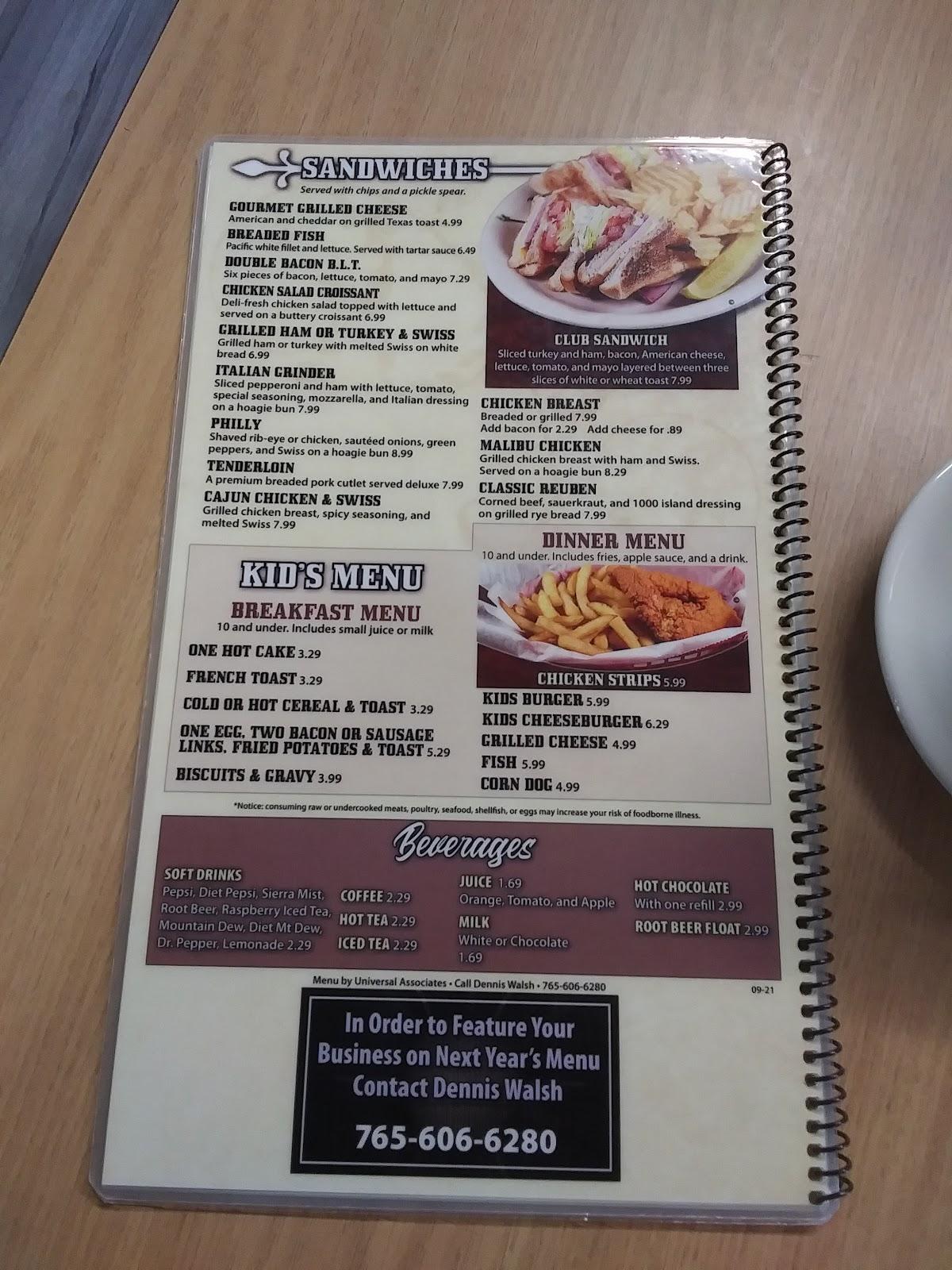 Menu at Harlan Cafe, Harlan