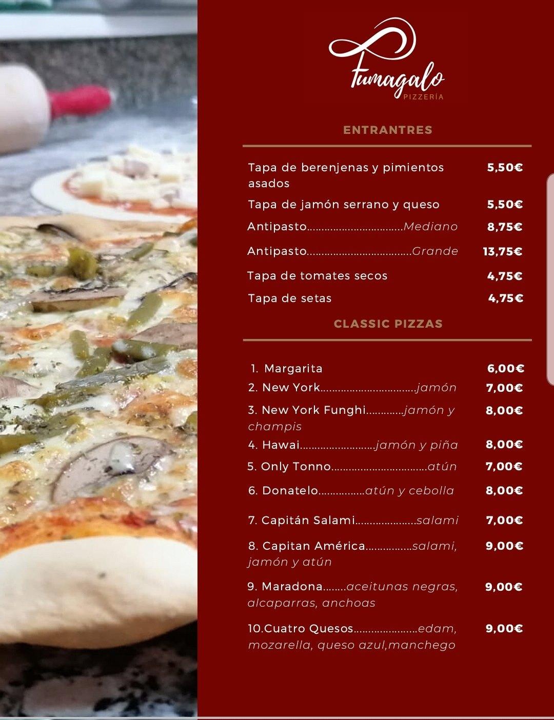 Menu at Pizzería Fumagalo, Tacoronte