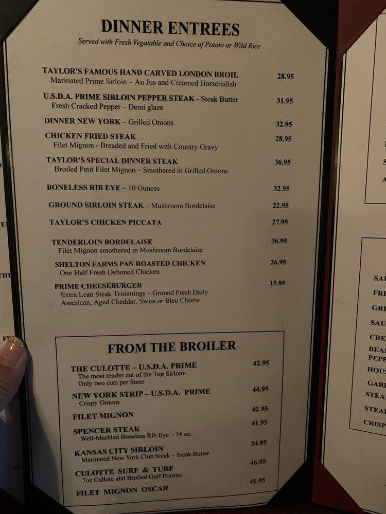 Menu at Taylor's Steak House steakhouse, La Cañada Flintridge