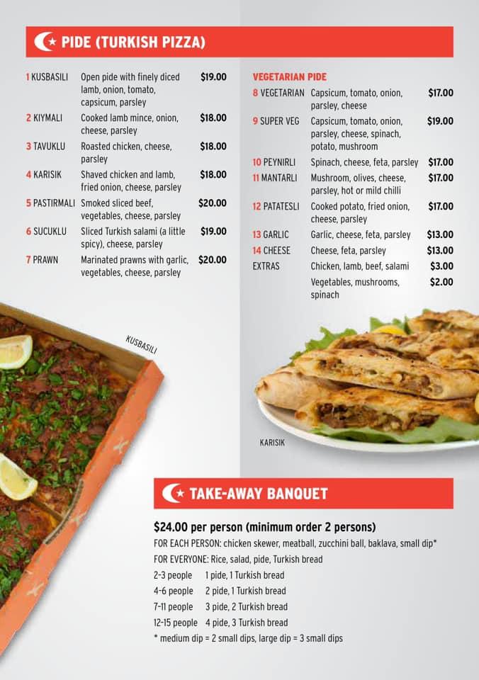 Menu at Charnwood Turkish Pide fast food, Charnwood