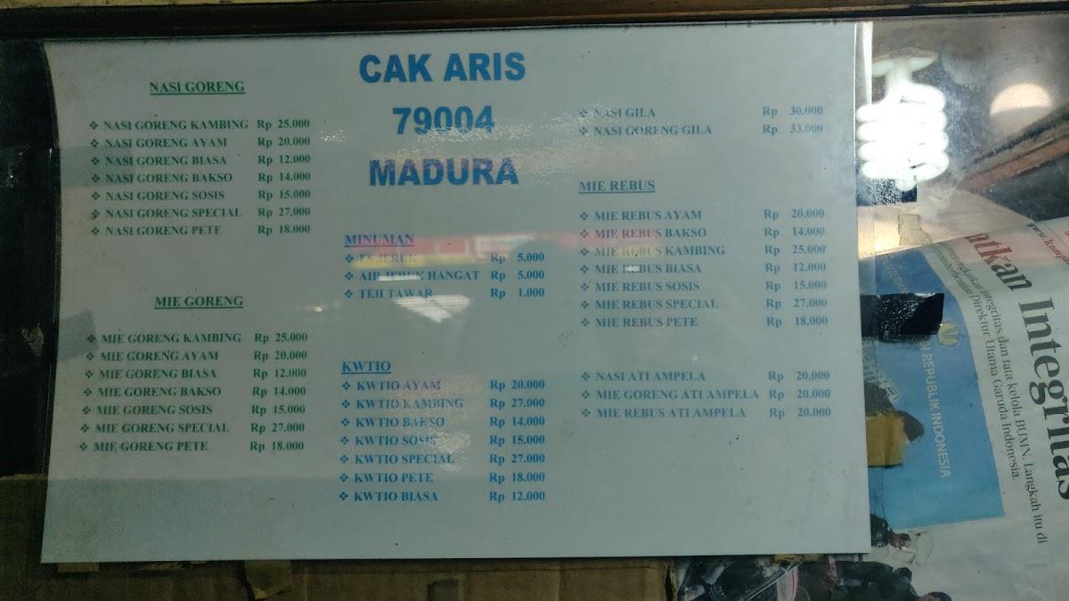 Menu At Nasi Goreng Gila Cak Aris Restaurant East Jakarta