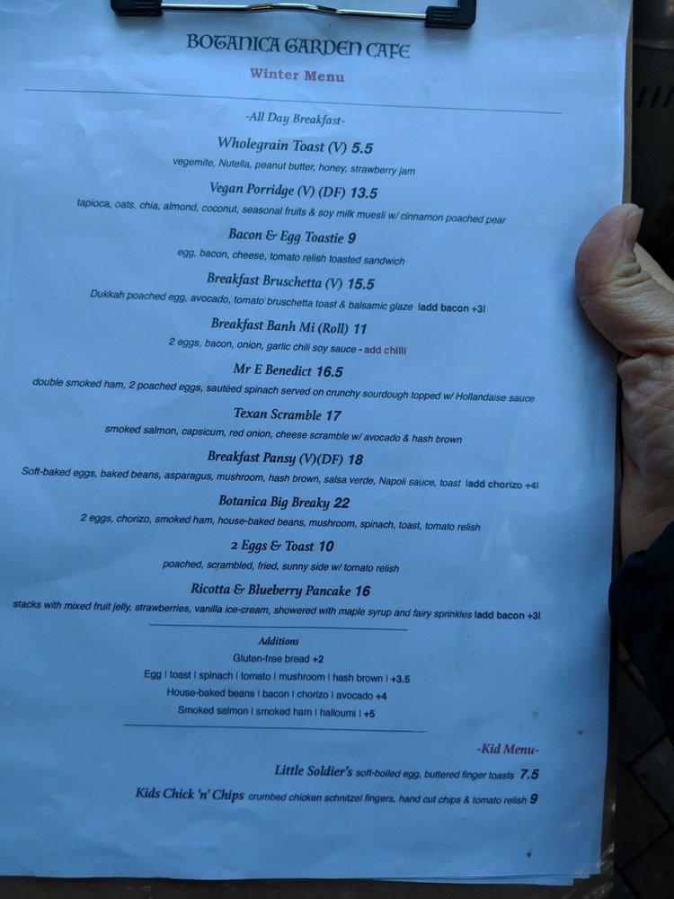 Menu at Botanica Garden Cafe, Waverton