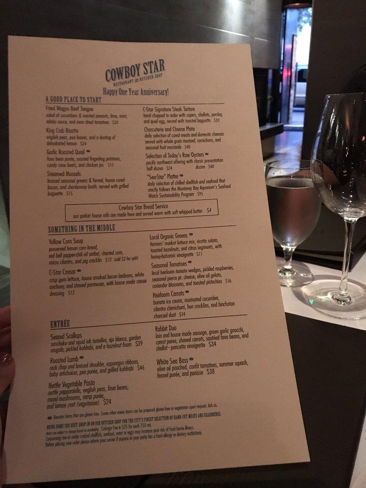 Menu at Cowboy Star Restaurant and Butcher Shop, San Diego