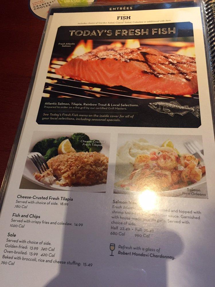 Menu at Red Lobster restaurant, Toronto, Sheppard Ave E