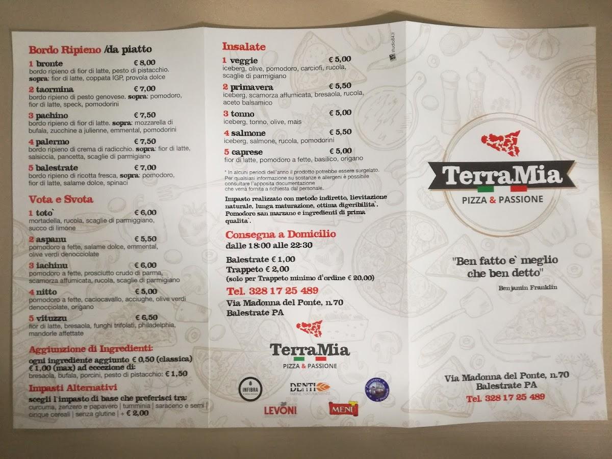 Menu Da TerraMia Pizza E Passione Ristorante Balestrate