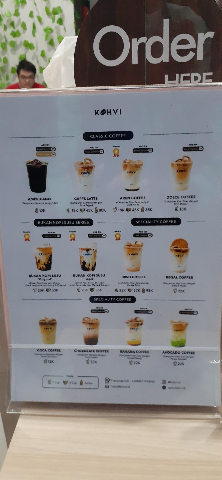 Menu at KEDAI KOPI KOHVI Bandung, Bandung