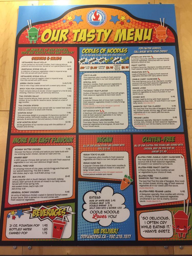 Menu at Oodle Noodle restaurant, Leduc, A 50 St