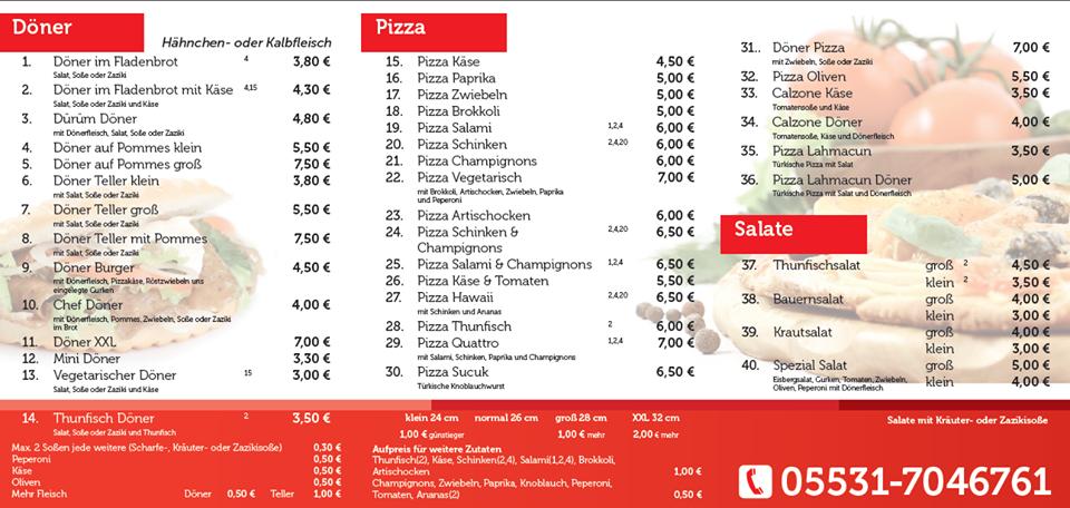 Menu at Alibaba Döner & Pizza, Holzminden, Corveyblick 20