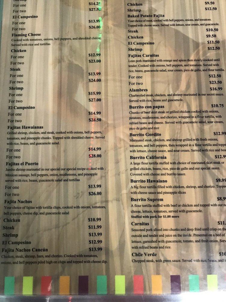 Menu At El Campesino Restaurant Scottsboro