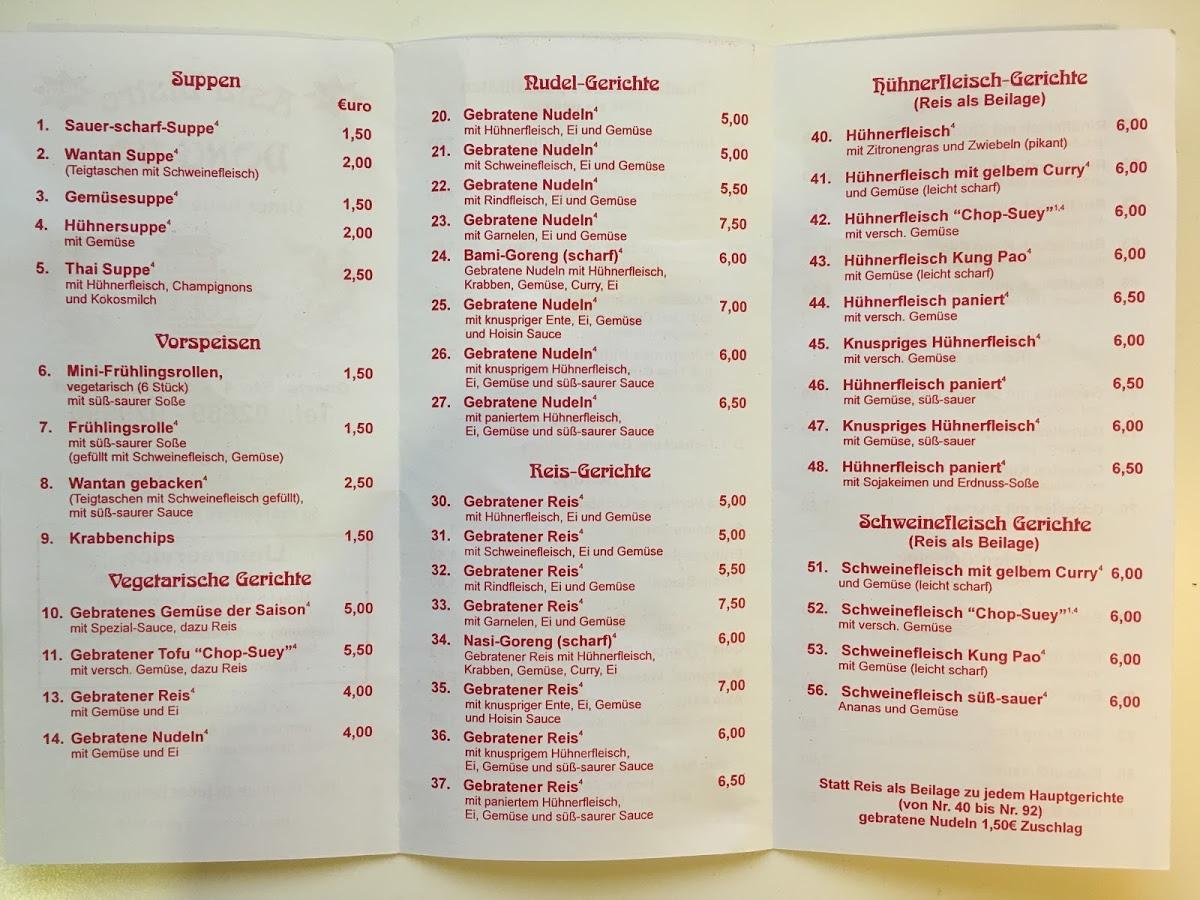 Menu at Asia Bistro Dong Do, Dierdorf