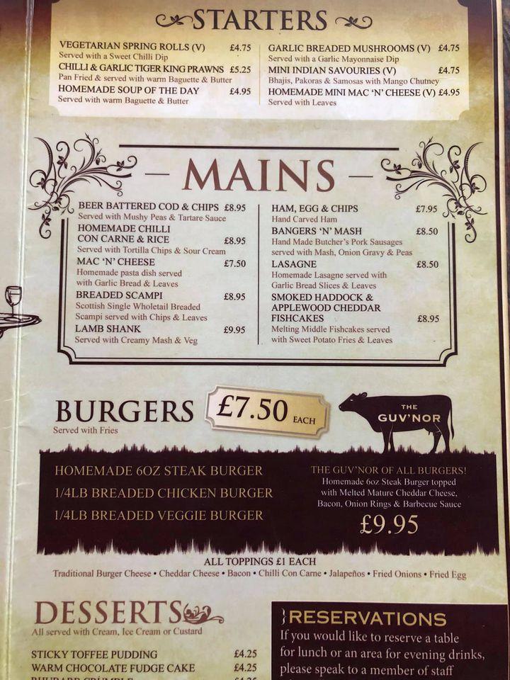 Menu at The Woodman pub & bar, Carshalton, 6 High St