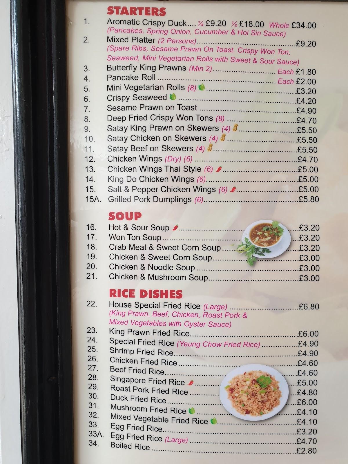 Menu at Golden Dragon restaurant, BurnhamonCrouch