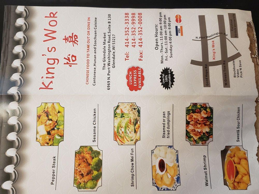Menu at King's Wok restaurant, Glendale, N Port Washington Rd