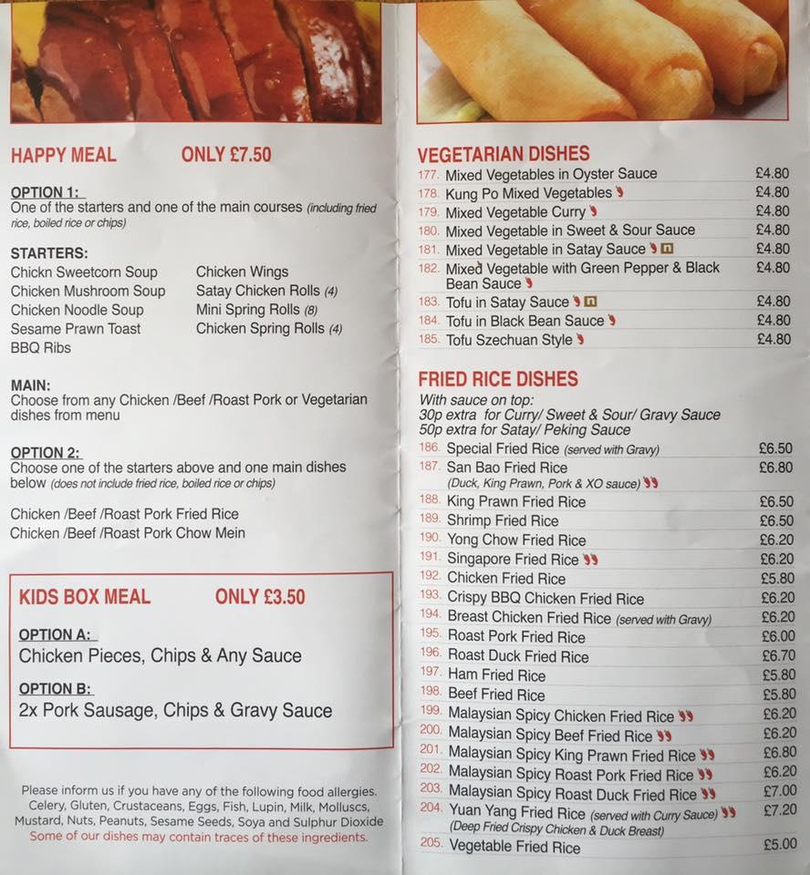 Menu at Mr Rice Chinese Takeaway Uddingston restaurant, Glasgow