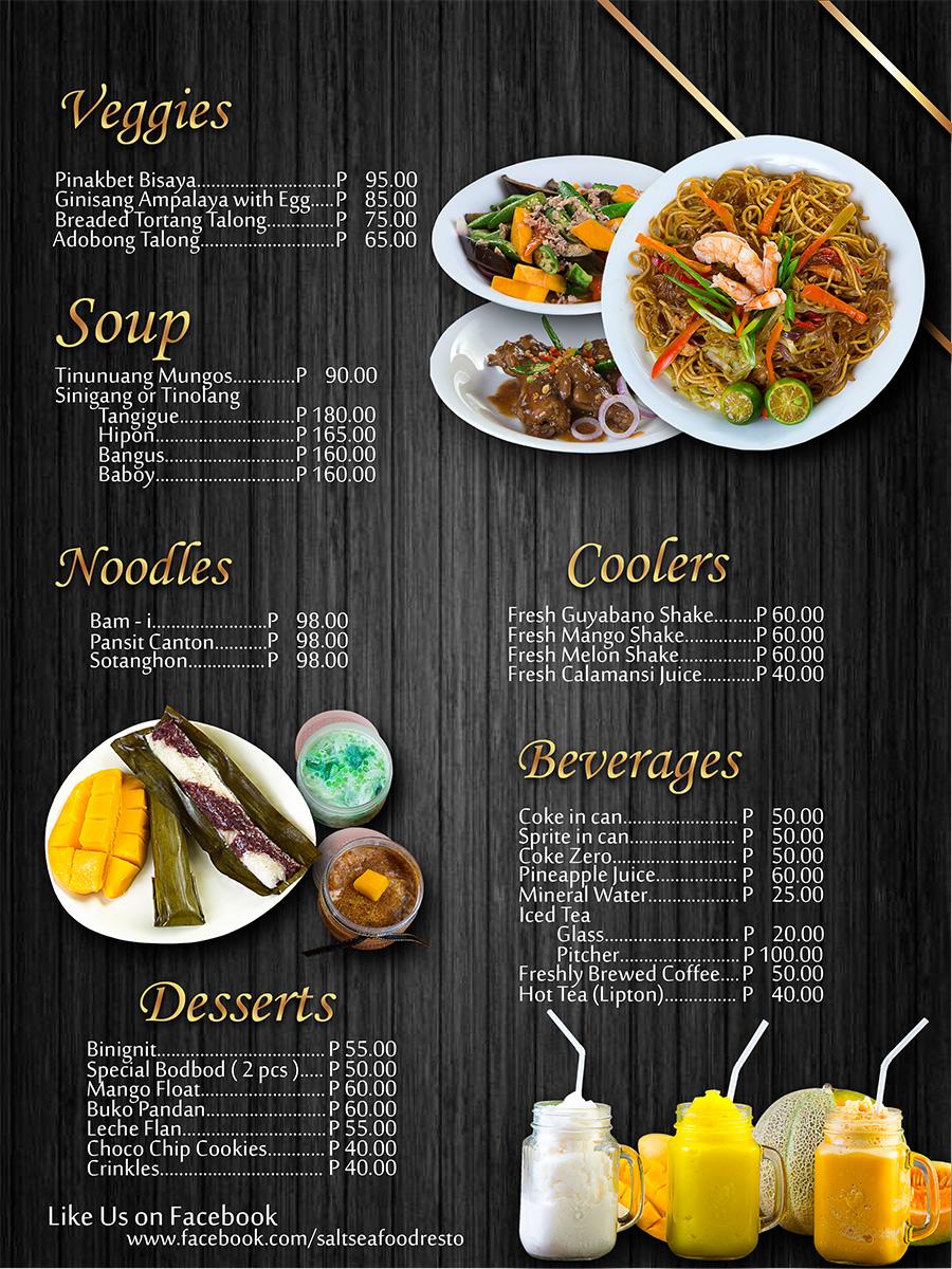 Menu at Salt Restaurant, Cebu City