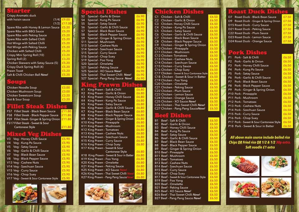 Menu at Big Panda fast food, Markethill