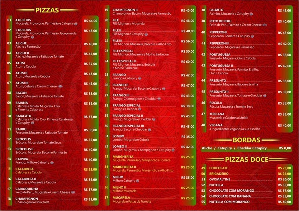 Pizzaria Bella Massa cardápio