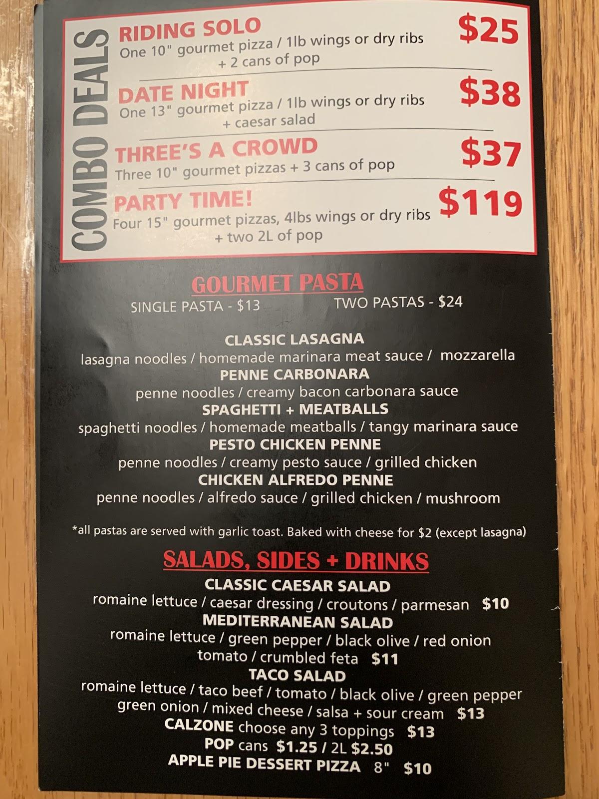 Menu at Lago pizza and pasta pizzeria, Sylvan Lake